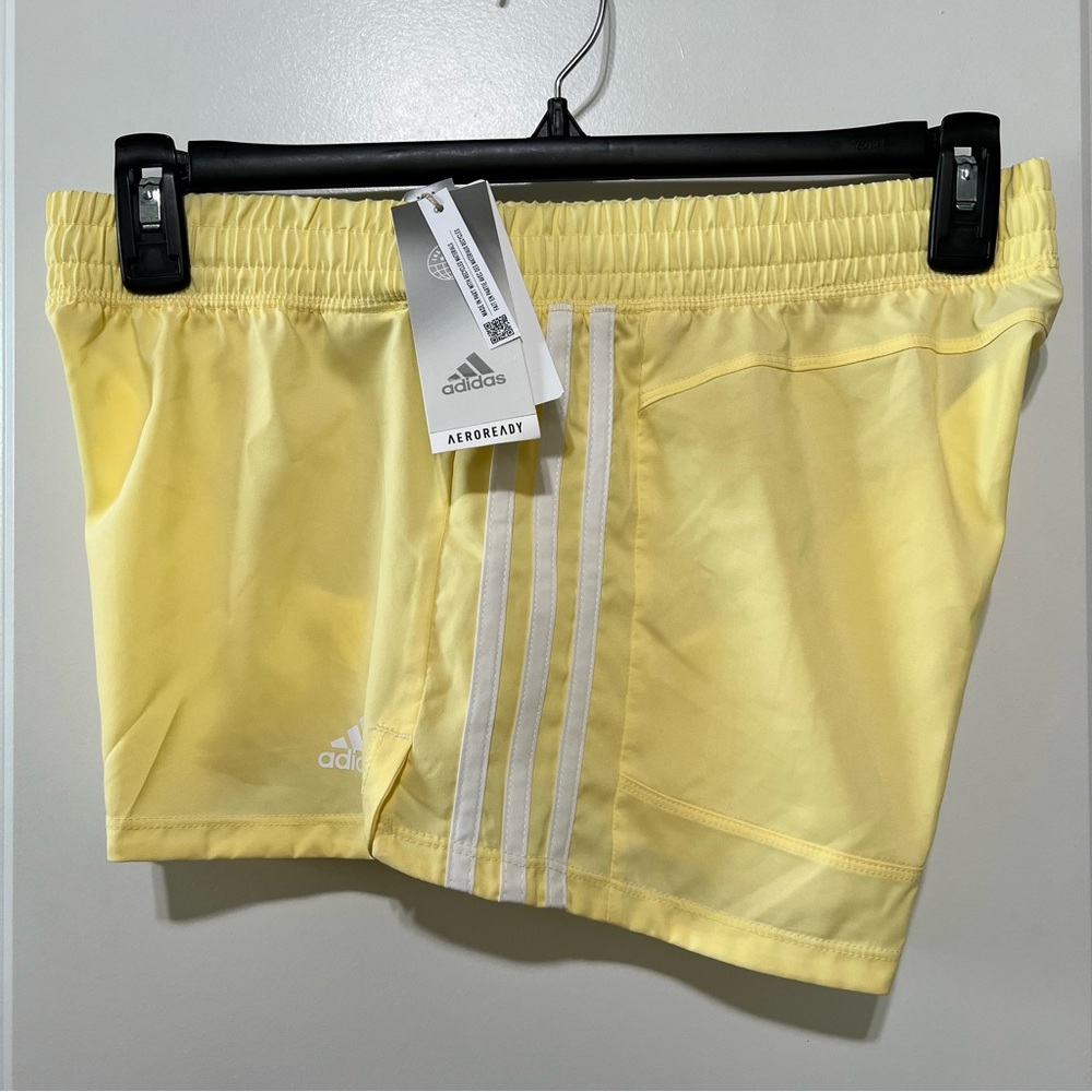 Adidas Women's 3-Stripes Pacer Woven Shorts, Pulse Lime/White